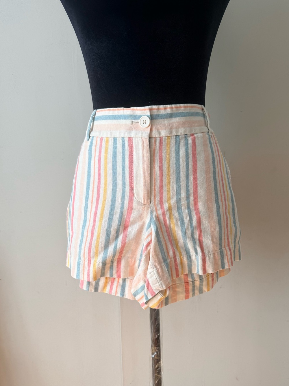 Striped Pastel High-Waist Women’s Shorts